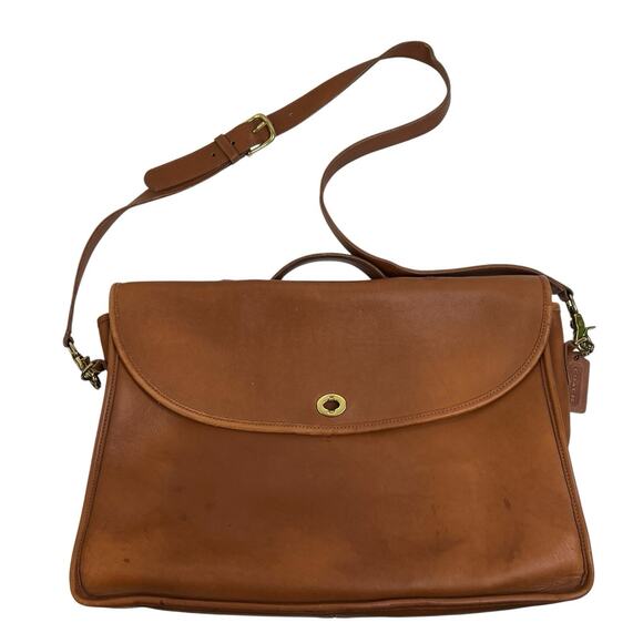 Vintage Coach British Tan Leather Lexington Briefcase Messenger Bag Travel Work - Picture 1 of 15